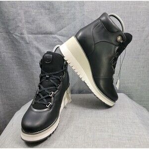 Cole Haan ZeroGrand NEW City Lace-Up Wedge Leather Blk Sneaker Boots Women's 10B